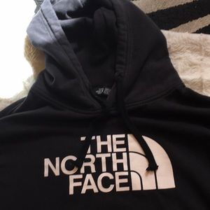 North face men’s hoodie black w/ white logo
